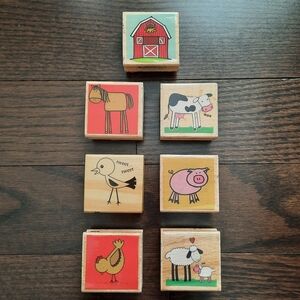 Farm Animal And Barn Wooden Stamps